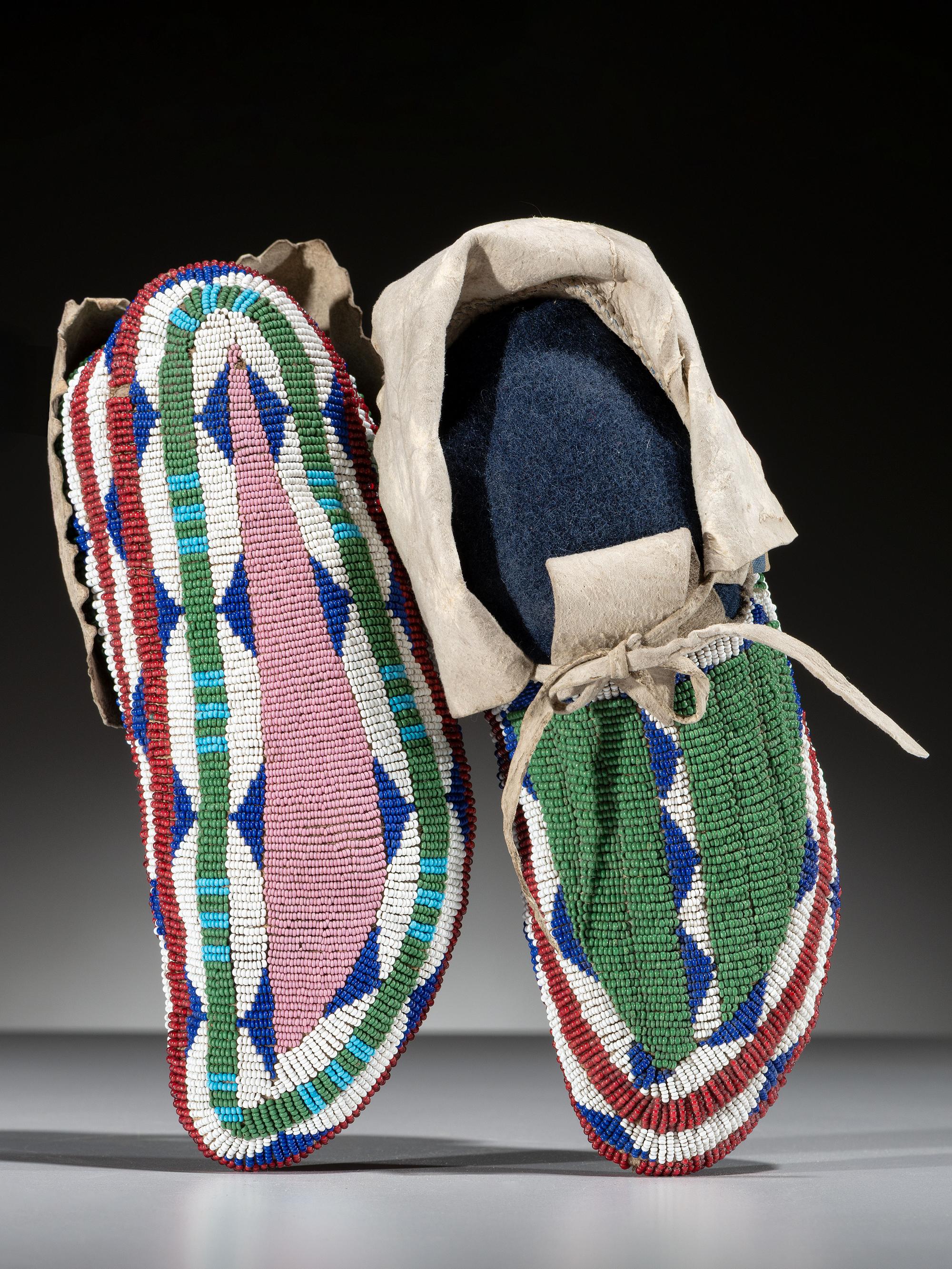 Sioux Fully Beaded Hide Moccasins