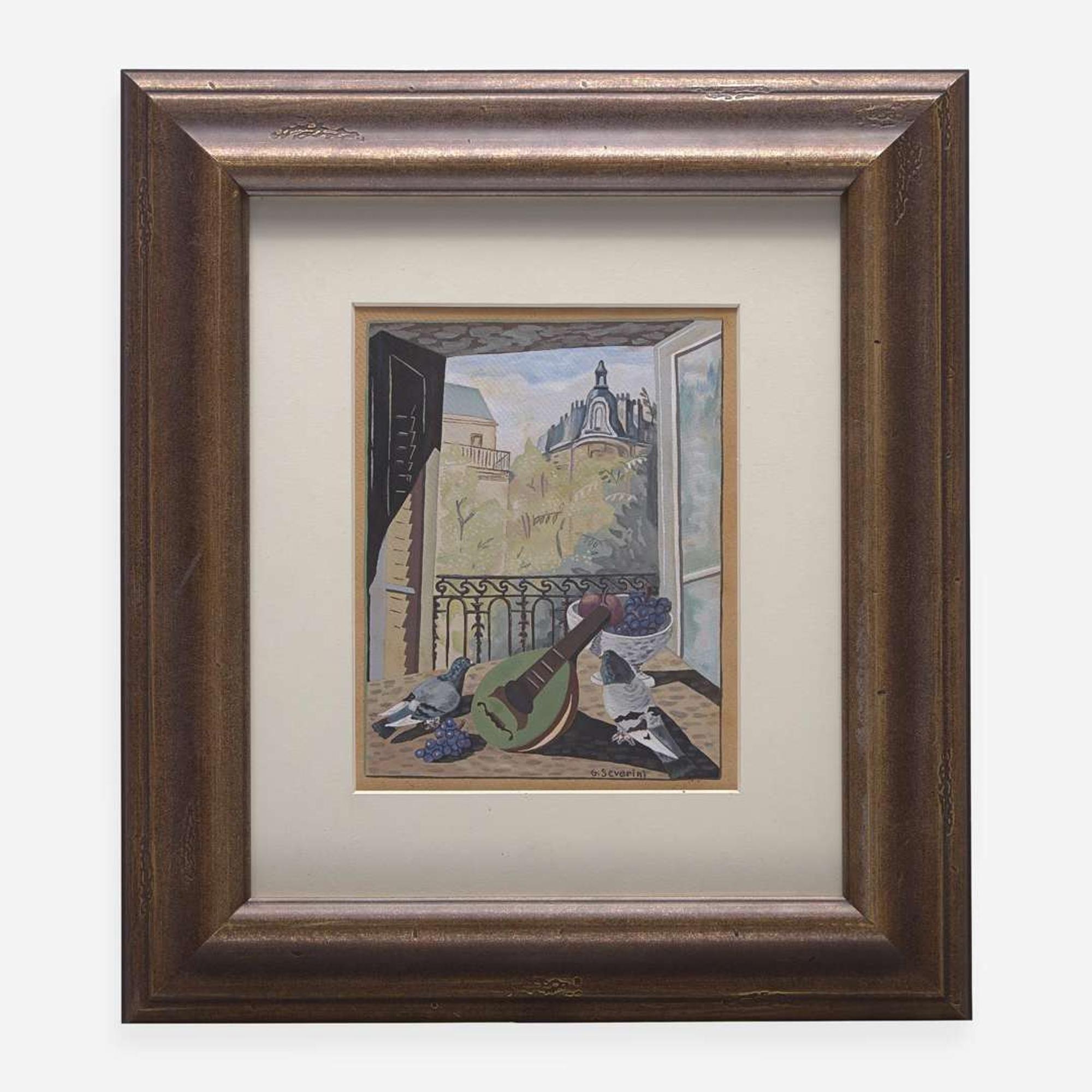 Gino Severini (Italian, 1883-1966) Nature Morte avec une Mandoline et Deux Colombes
