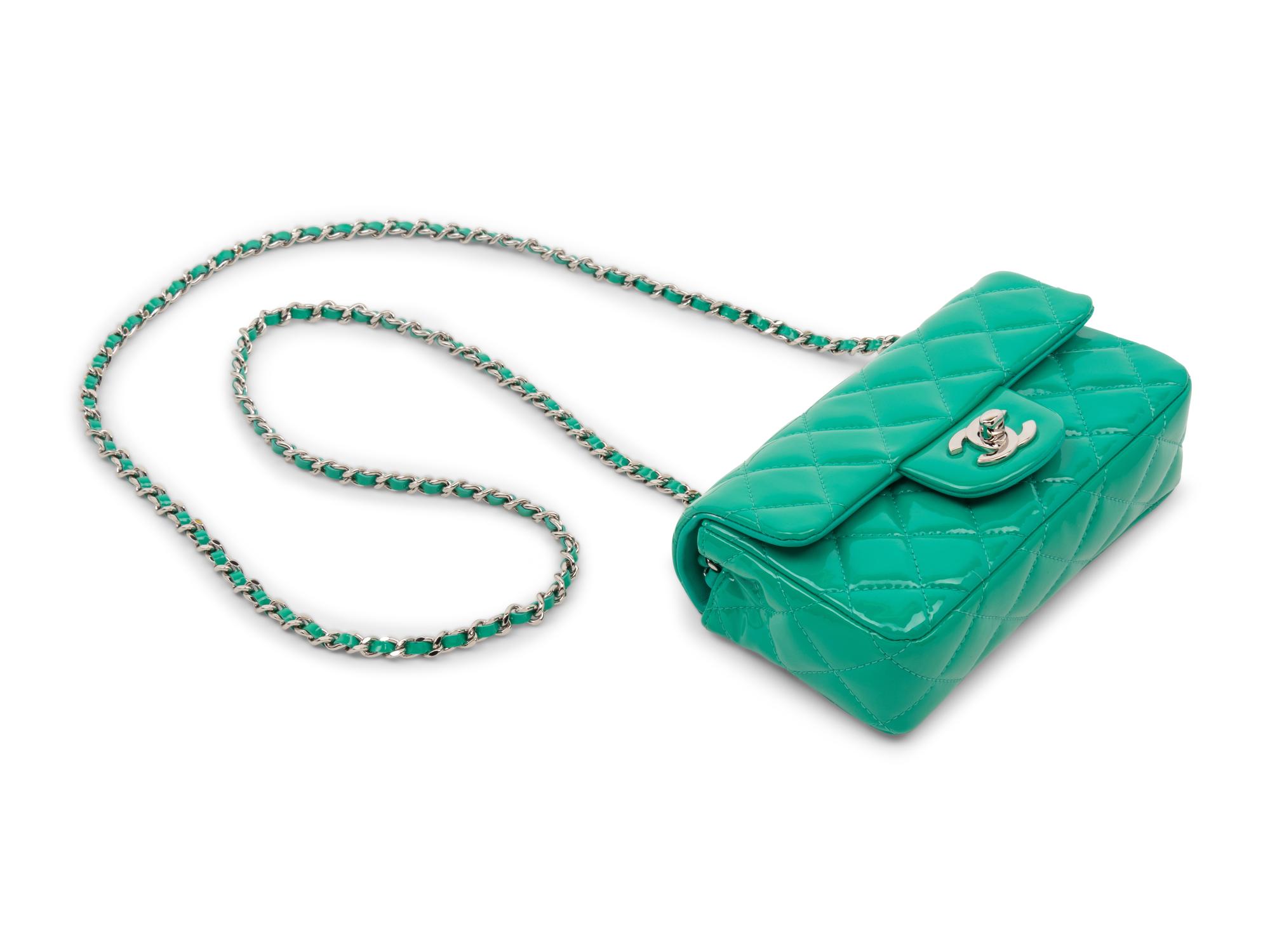 Chanel Turquoise Patent Mini Quilted Classic Flap Bag, 2012