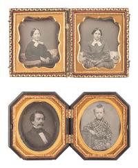 [EARLY PHOTOGRAPHY]. 28 daguerreotypes housed in pairs within side-by-side cases.