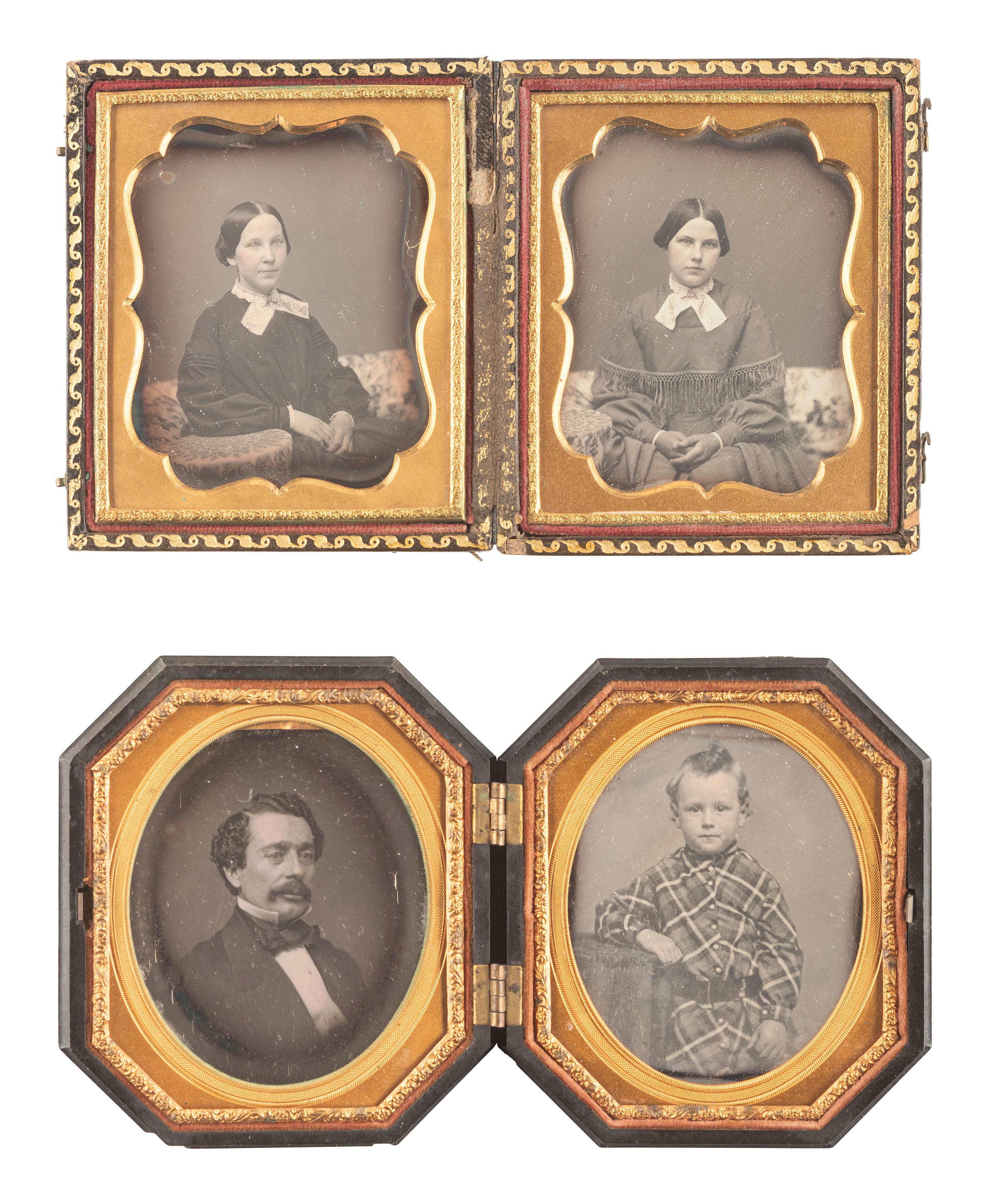 [EARLY PHOTOGRAPHY]. 28 daguerreotypes housed in pairs within side-by-side cases.