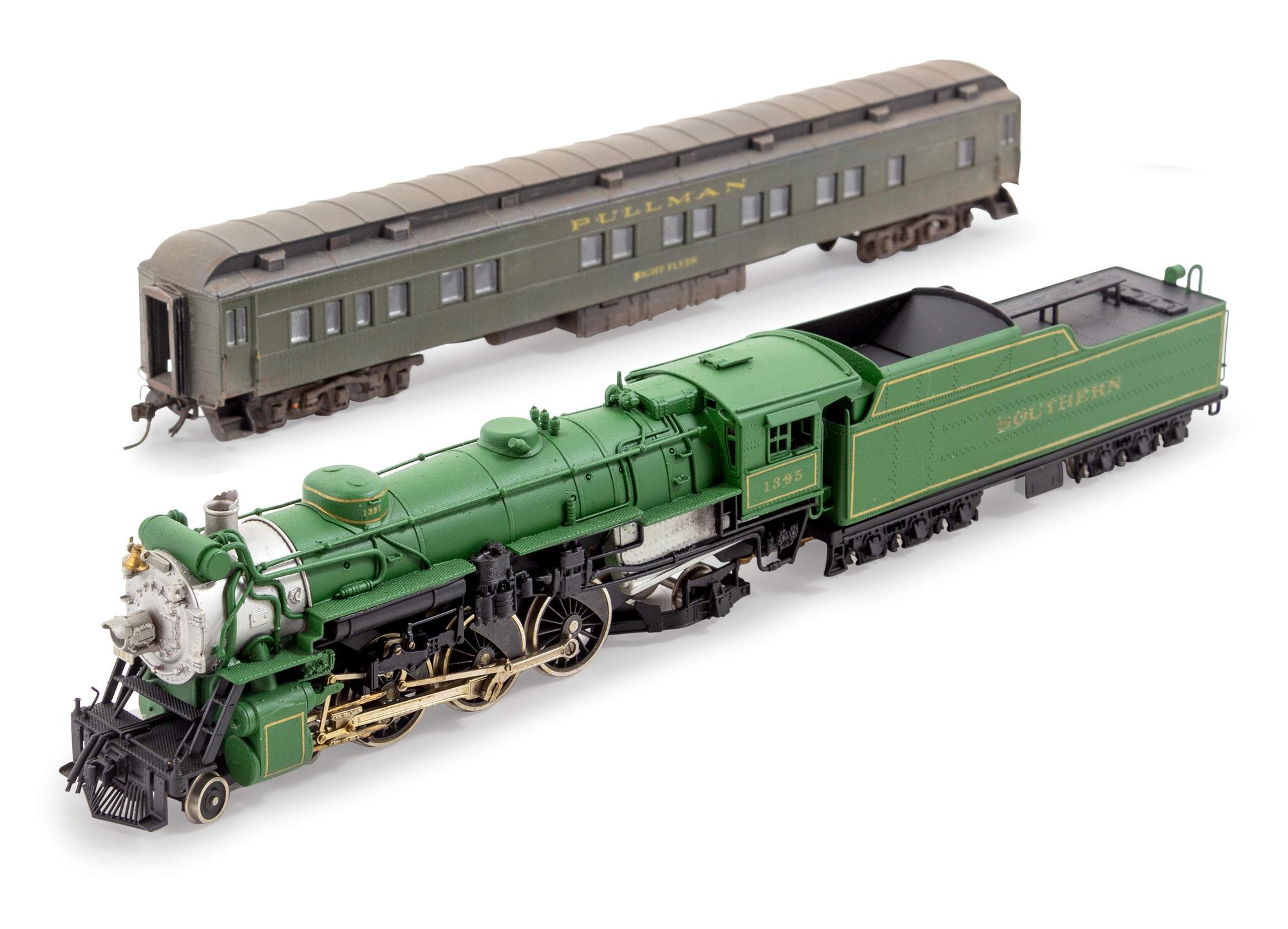 A United Scale Models Polychrome HO-Gauge Southern Railroad 4-6-2 Locomotive and Tender