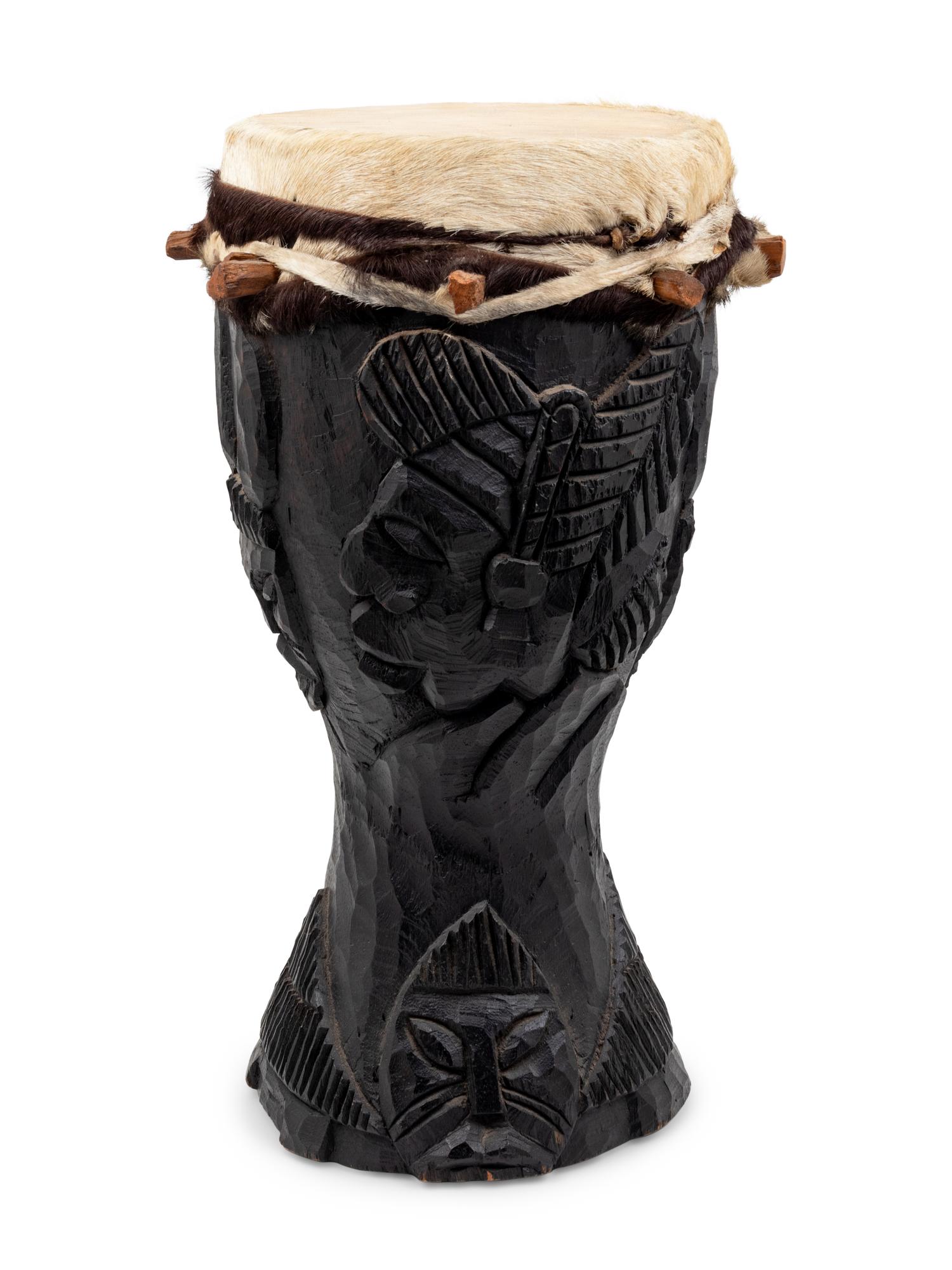 An African Wood and Leather Drum