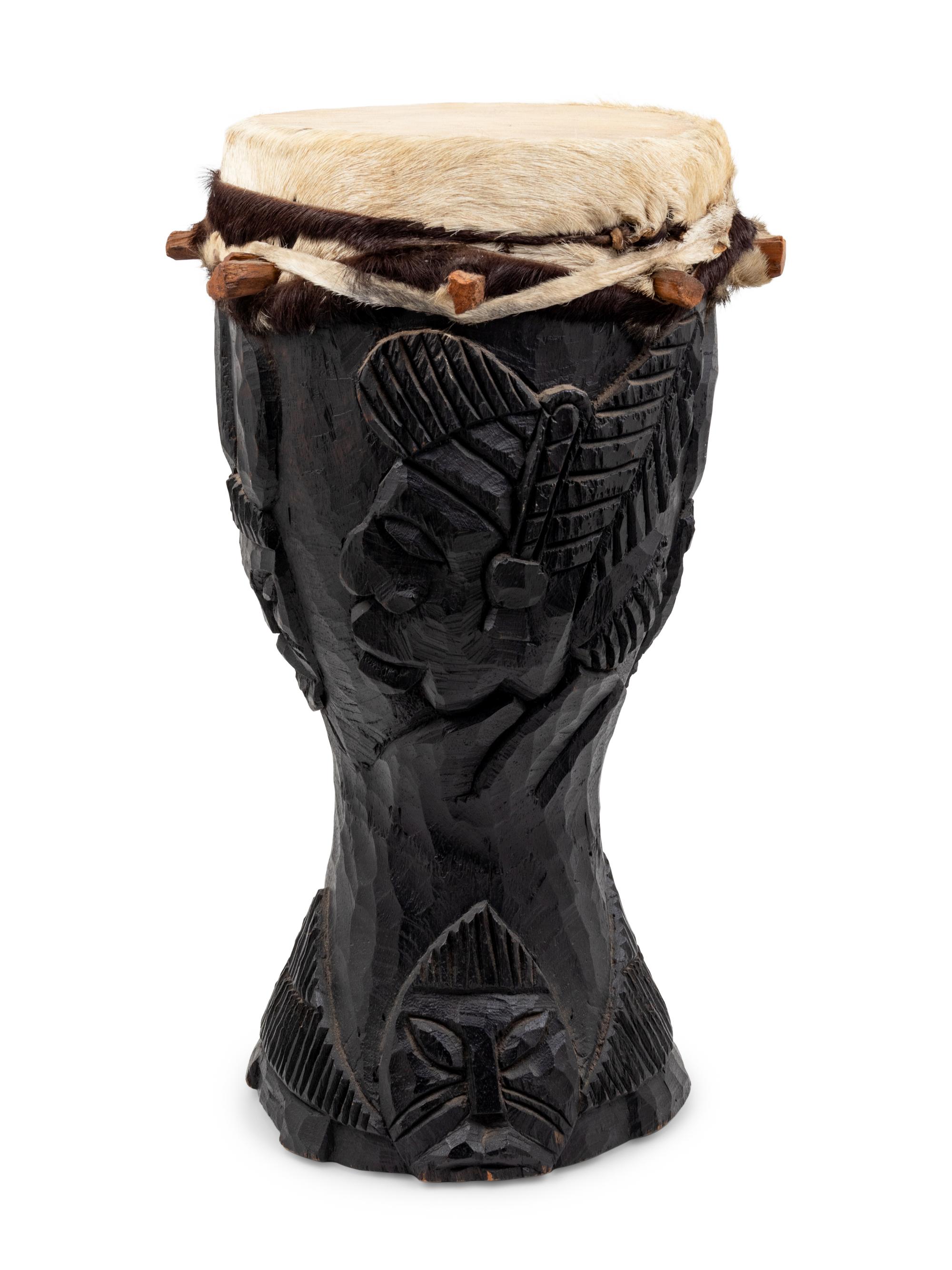 An African Wood and Leather Drum