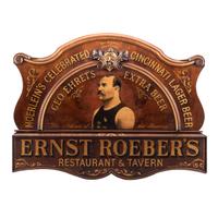 A Morlein’s Celebrated Cincinnati Lager Ernst Roeber’s Restaurant & Tavern Painted Wood Advertising Sign