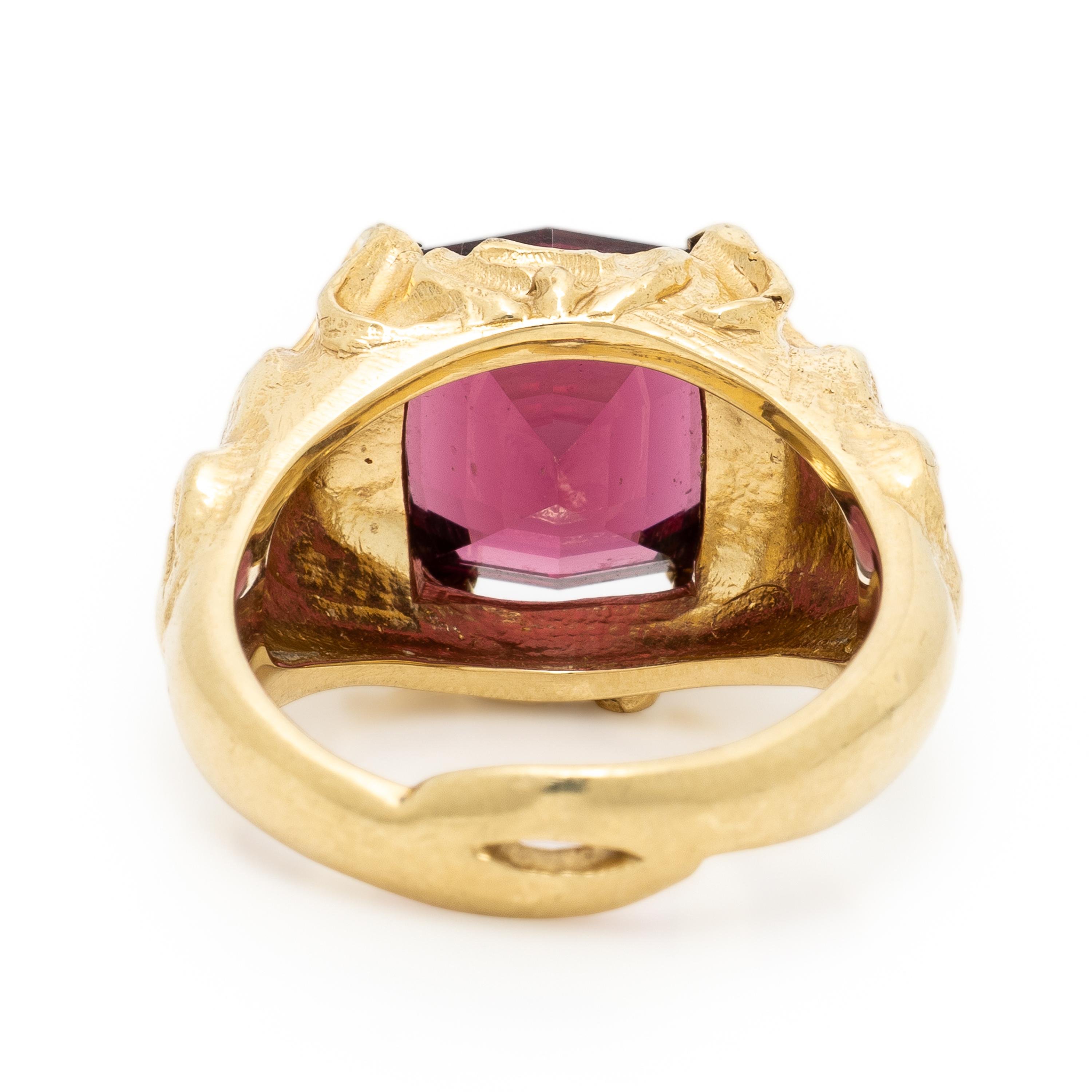 Roseark, Garnet and Yellow Gold Dragon Ring
