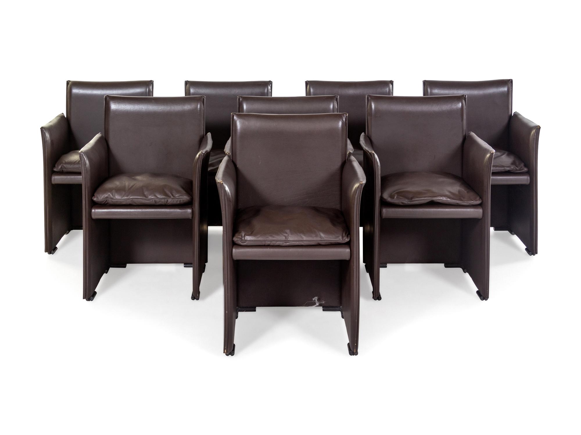 A Set of Eight Leather-Upholstered Armchairs (ETA #4)