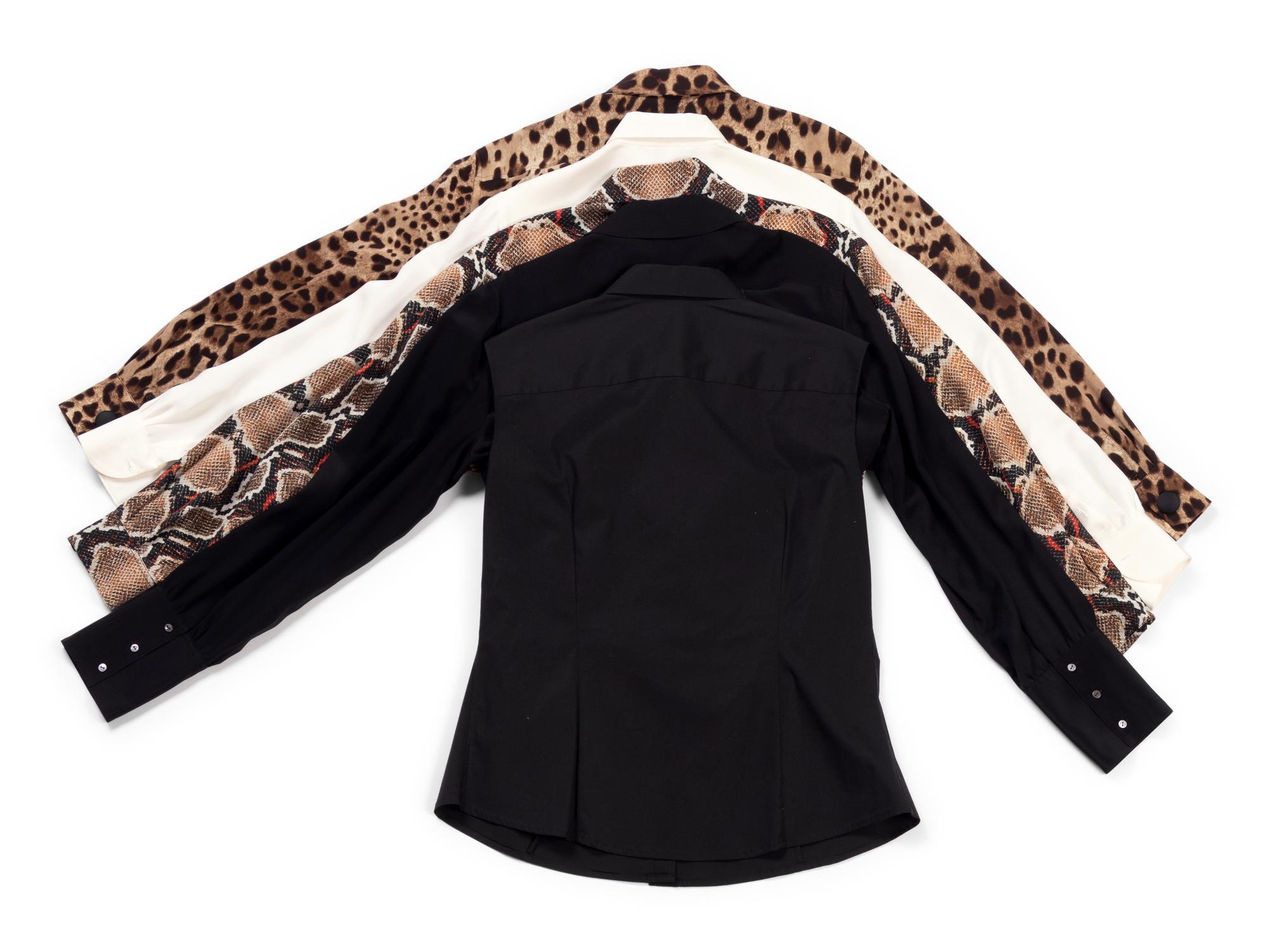 Five Designer Tops: One Carolina Herrera, One Loro Piana, One Dolce and Gabbana, One Burberry, and One The Row
