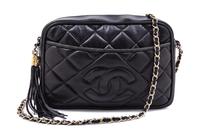 A Chanel Black Caviar Leather Handbag, 10" x 7" x 2.5".