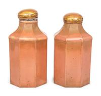 A Pair of English Painted Tôle Tea Canisters