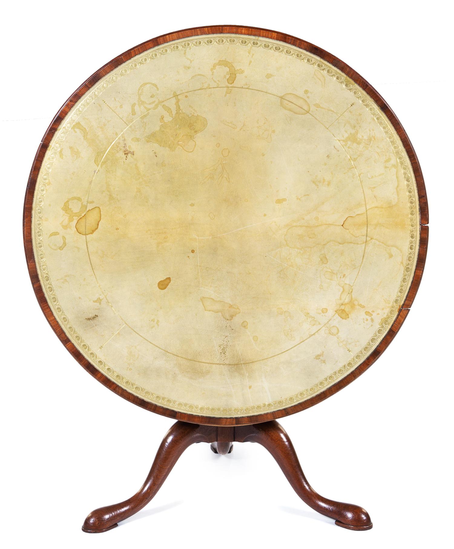 A George III Mahogany Game Table Height 28 x diameter of top 41 7/8 inches. — CIRCA 1780