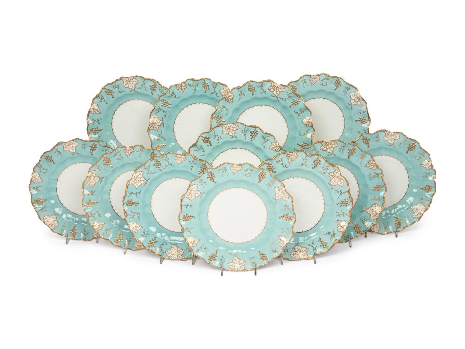 A Set of Twelve Royal Crown Derby Porcelain Dessert Plates
