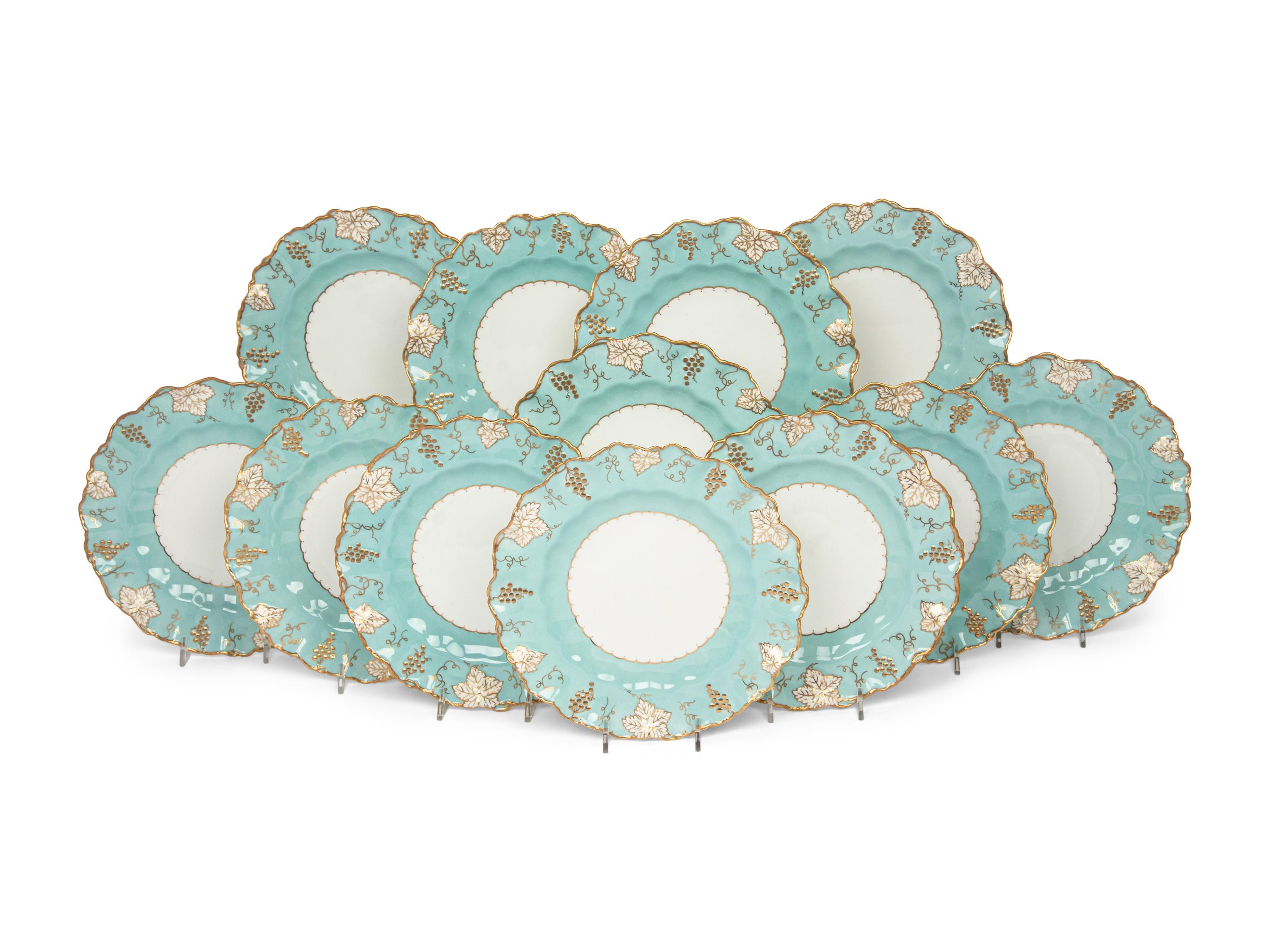 A Set of Twelve Royal Crown Derby Porcelain Dessert Plates