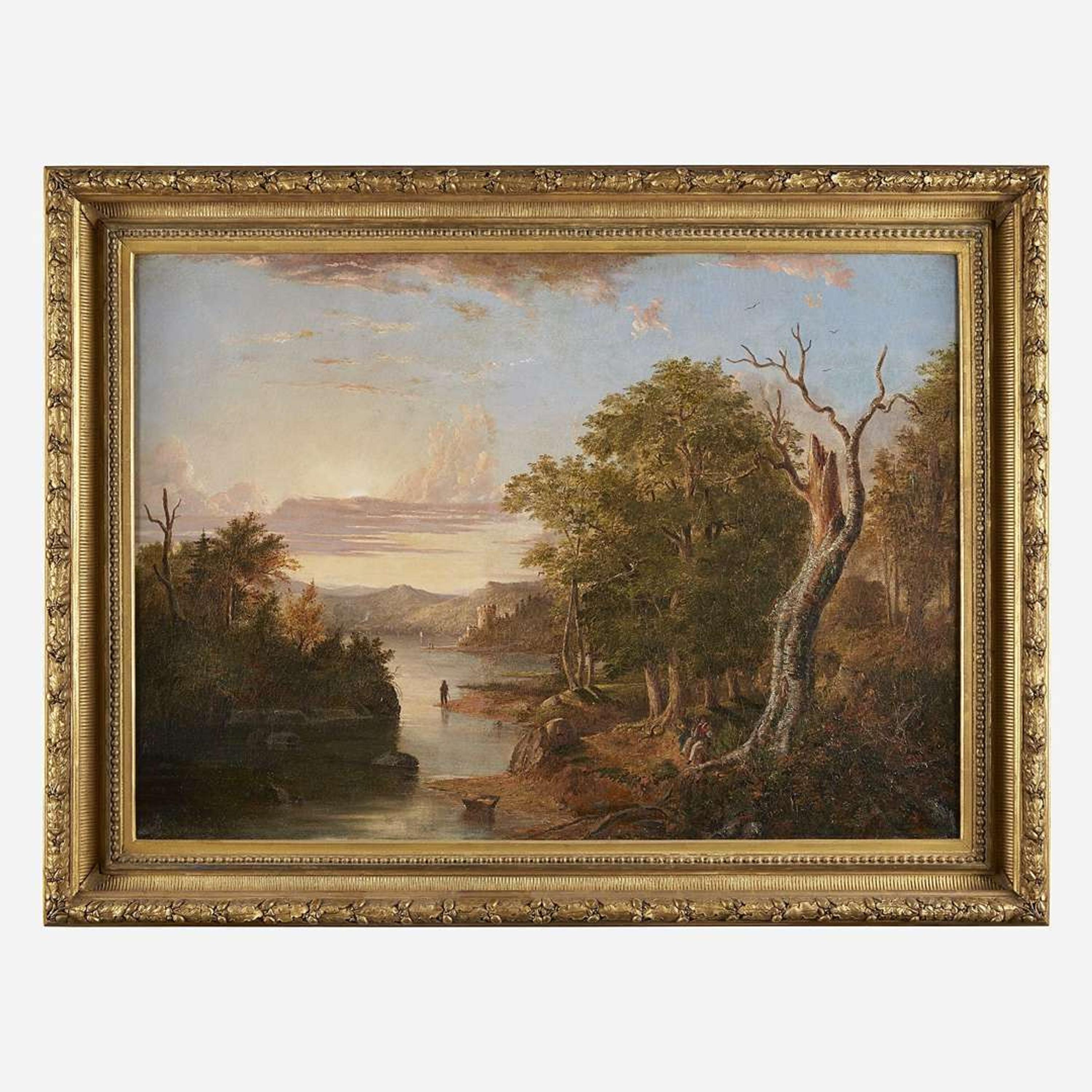 Henry Ary (American, 1807–1859) Extensive Landscape Along the Hudson River with a Castle in the Distance