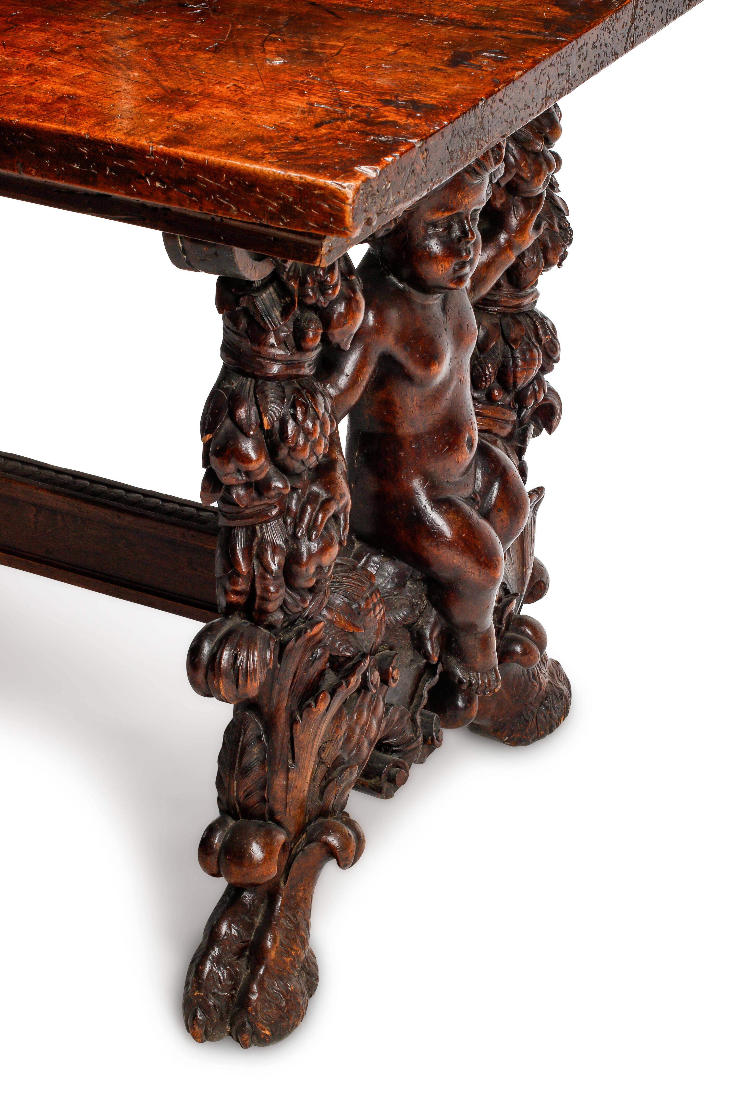 An Italian Renaissance Revival Figural Trestle Table