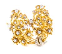 An 18 Karat Yellow Gold and Diamond Floral Brooch, 17.40 dwts.