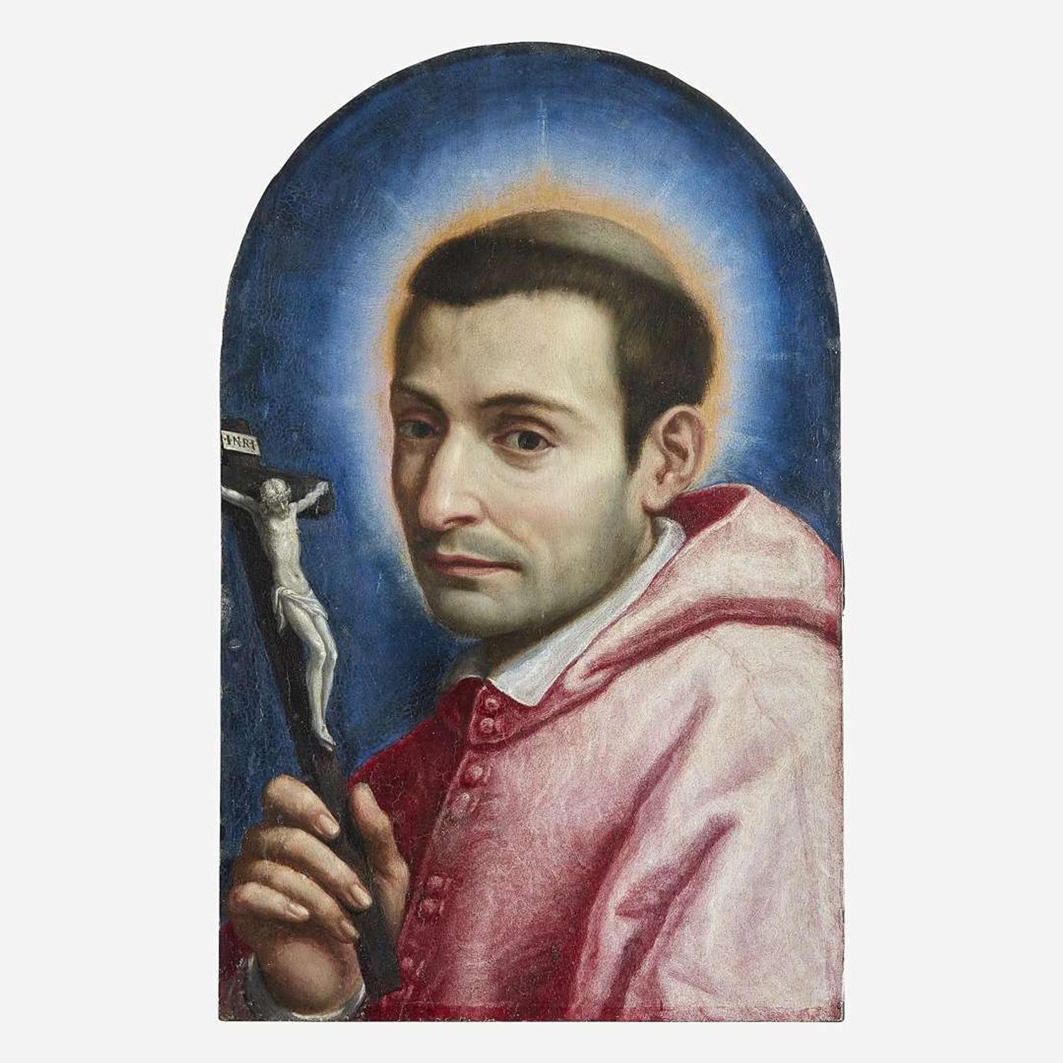 Carlo Dolci (Italian, 1616–1686) Portrait of San Carlo Borromeo, Bust-Length