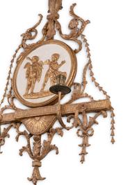 A George III Cream-Painted and Parcel-Gilt Two-Light Wall Appliqué