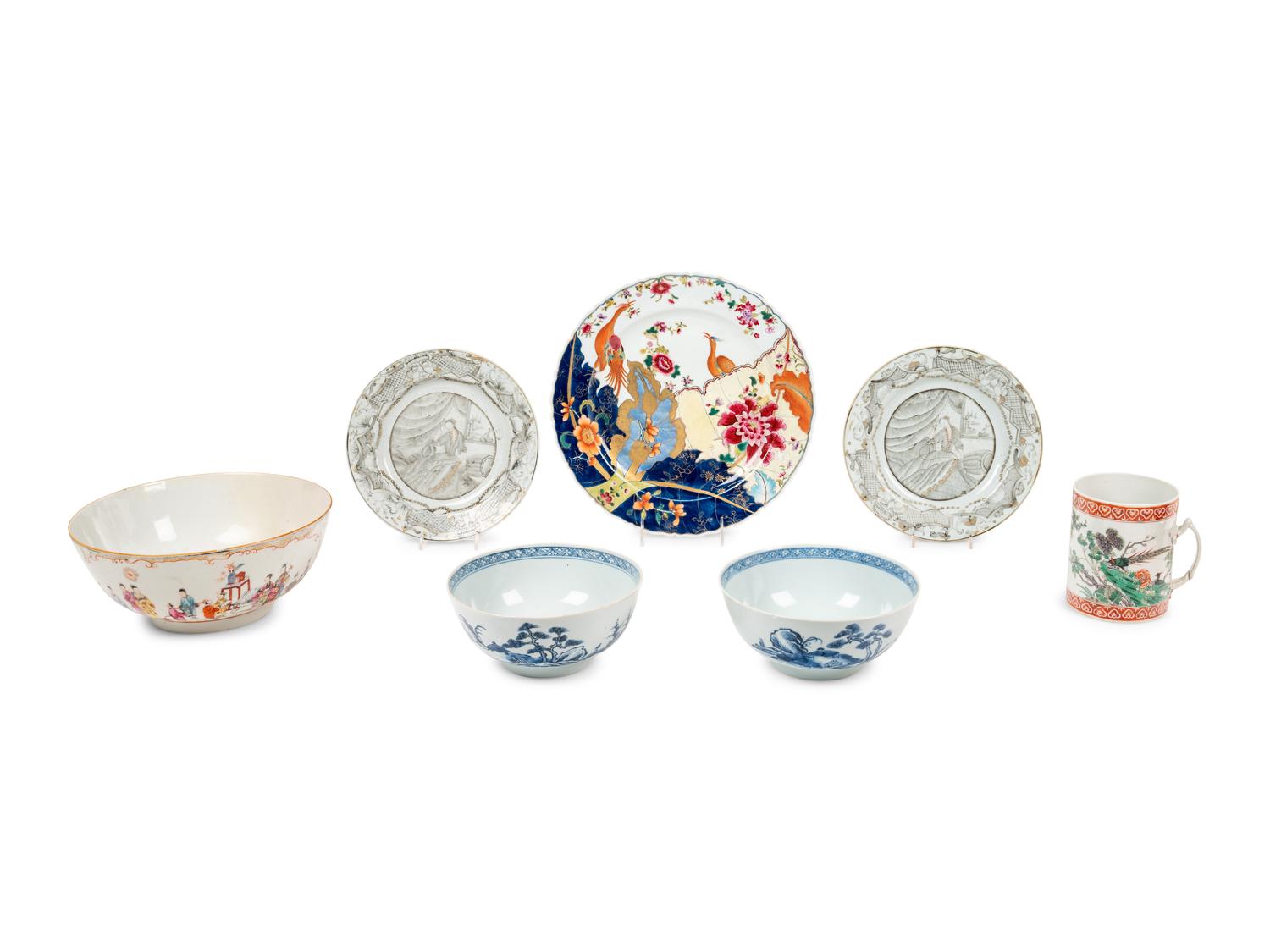 Seven Chinese Export Porcelain Articles