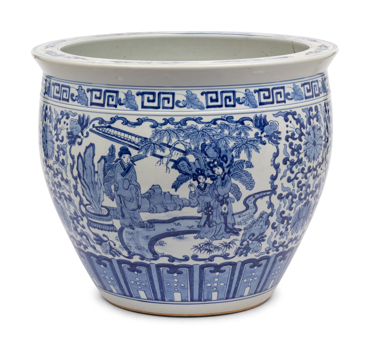 A Chinese Blue and White Porcelain 'Fishbowl' Jardiniere