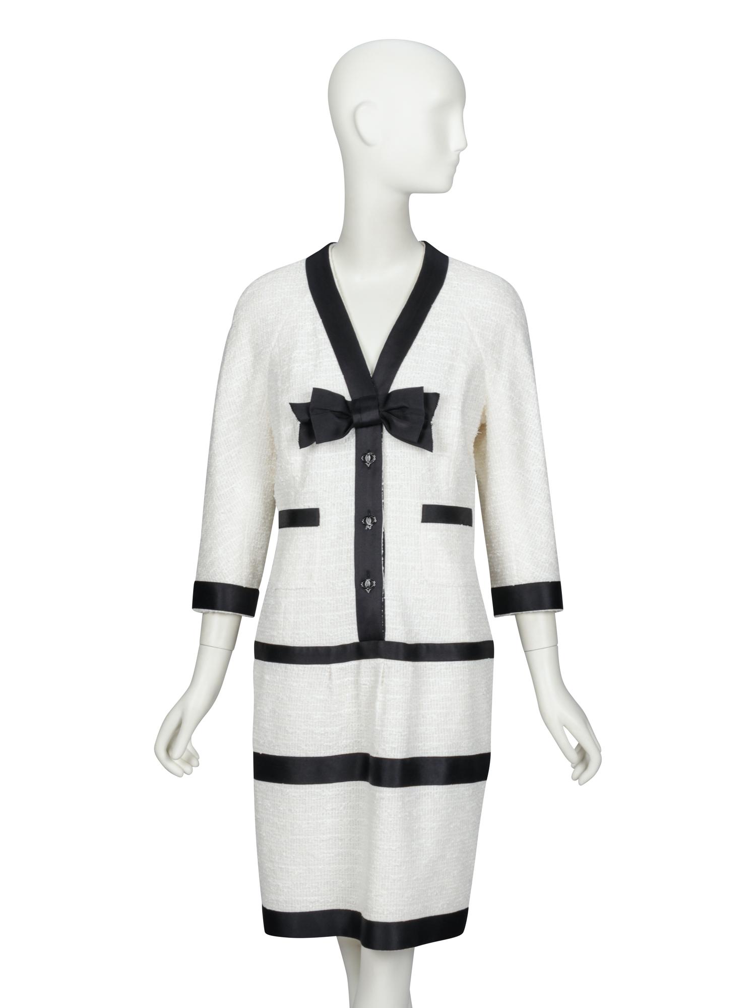 CHANEL, BLACK & WHITE TWEED DRESS