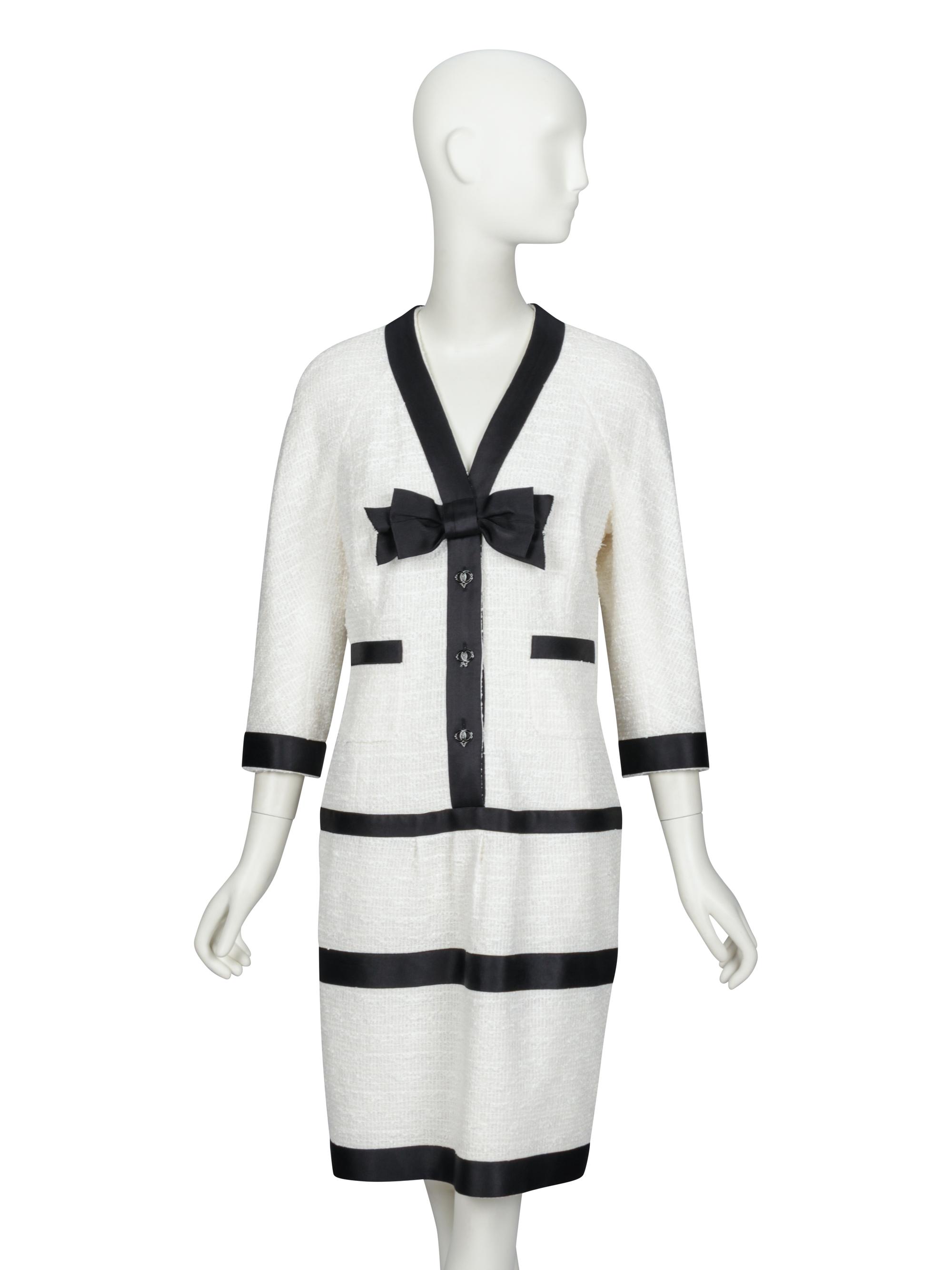 CHANEL, BLACK & WHITE TWEED DRESS