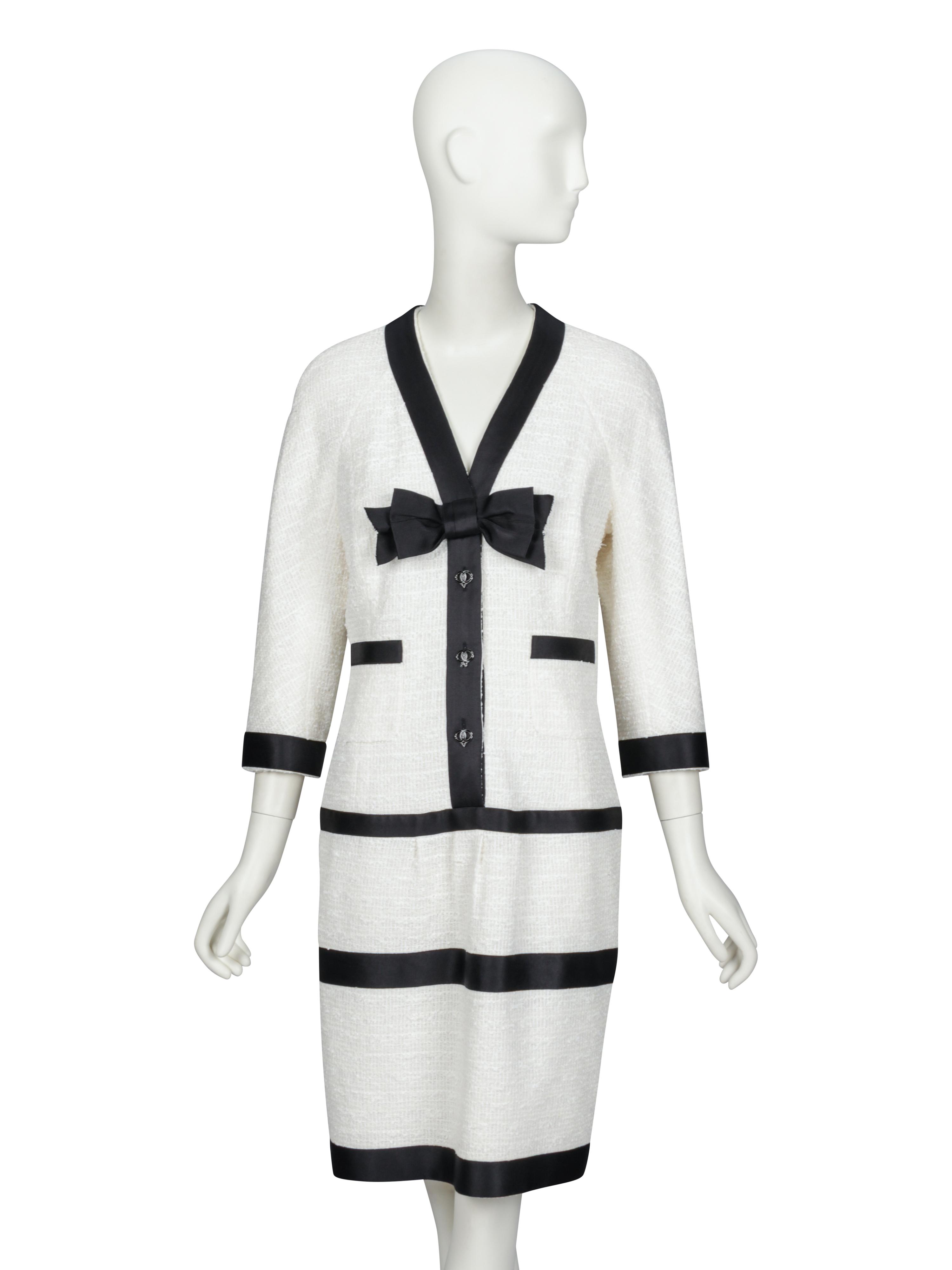 CHANEL, BLACK & WHITE TWEED DRESS