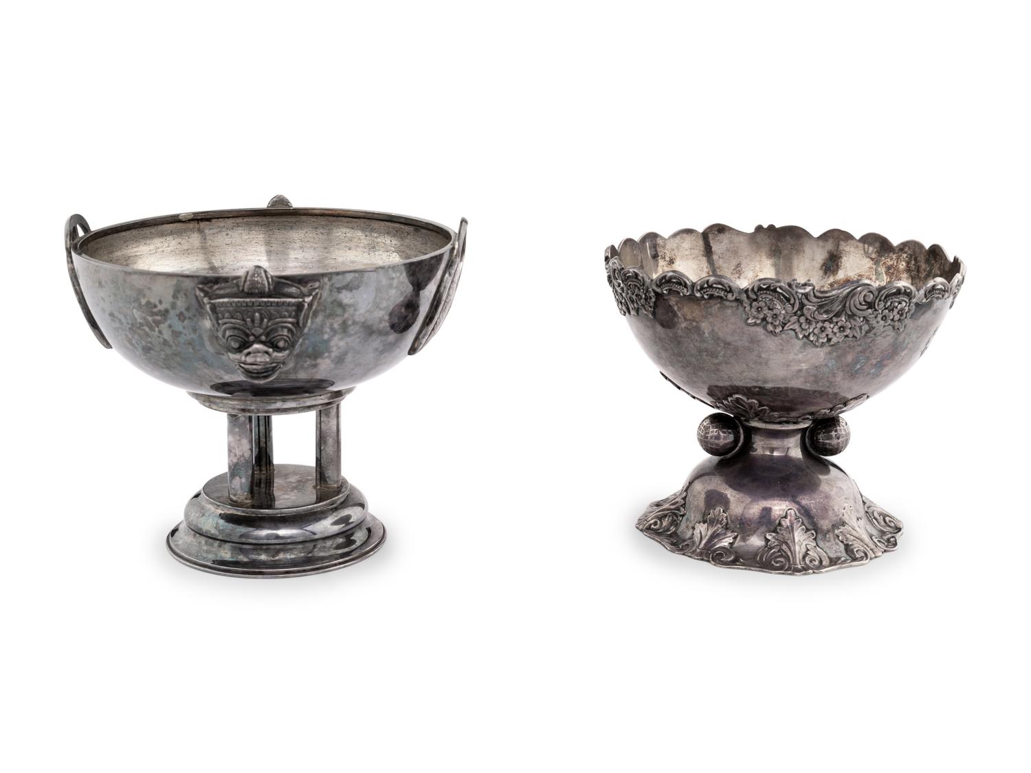 Two Japanese Sterling Silver Stem Bowls