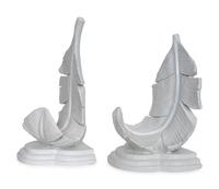 A Pair of White-Glazed Ceramic Palm Frond Wall Brackets