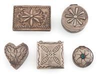 Navajo Stamped Silver Pill Boxes AND Cigarette Case