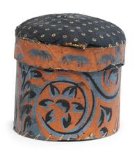 A Miniature Wallpaper Box with Pincushion Cover, 19th Century