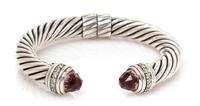 A Sterling Silver, Morganite and Diamond 'Cable Classics' Bracelet, David Yurman, 35.40 dwts.