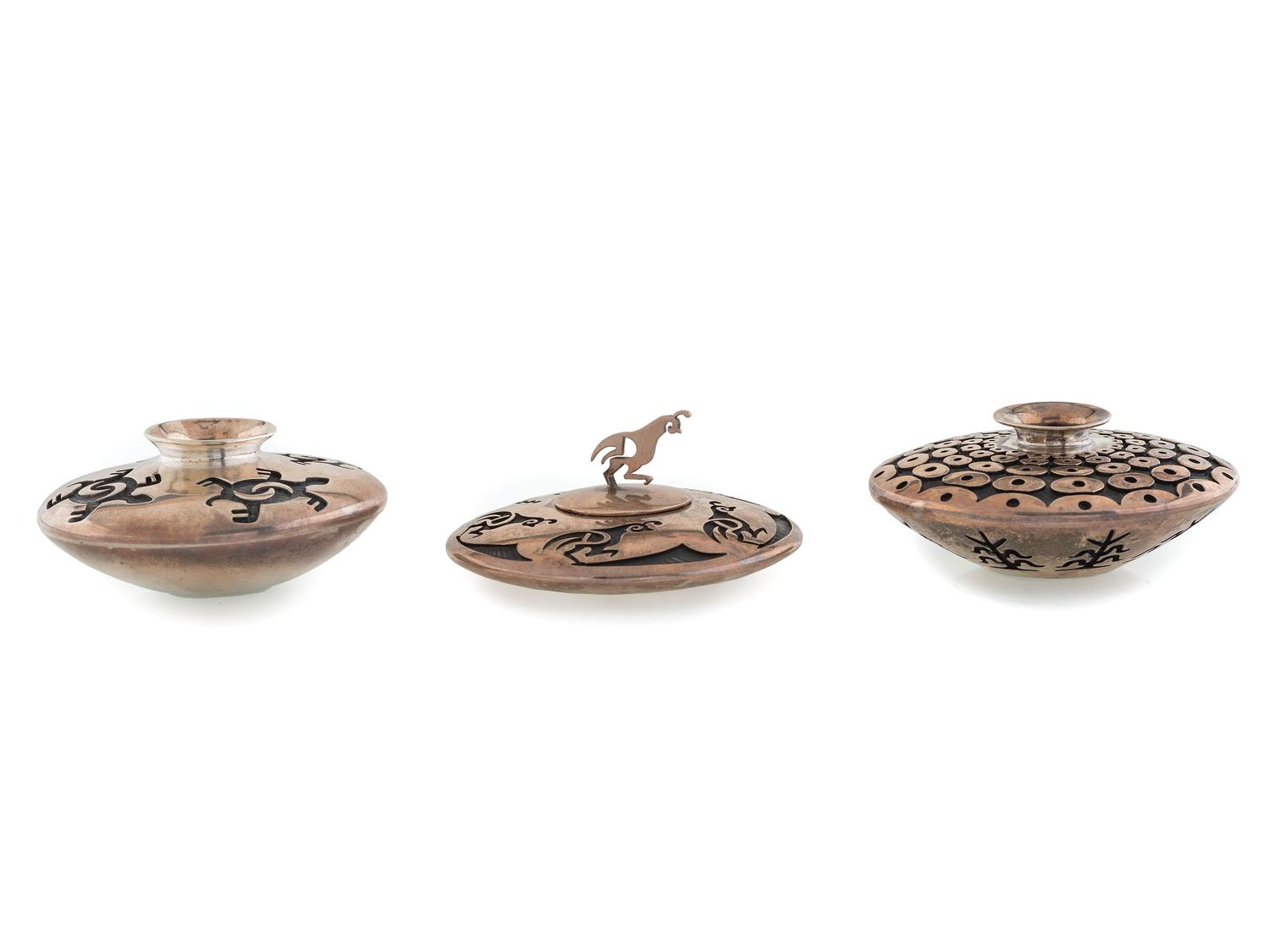 Group of Silver Overlay Seed Jars