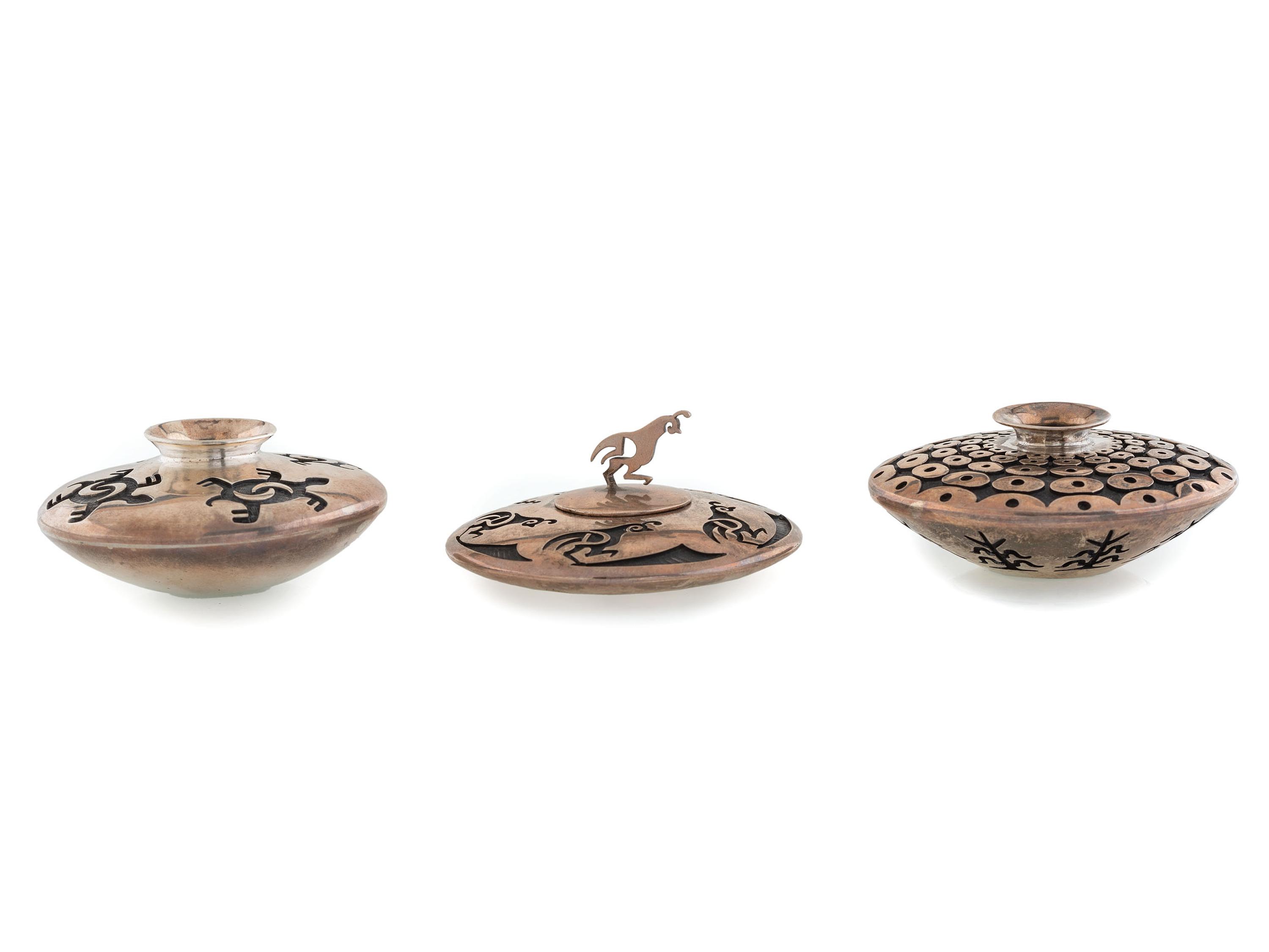 Group of Silver Overlay Seed Jars