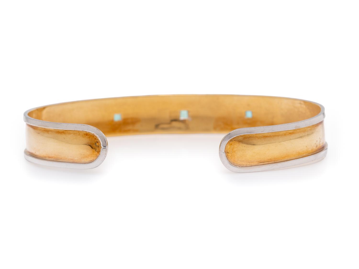 BICOLOR GOLD AND EMERALD CUFF BRACELET