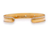 BICOLOR GOLD AND EMERALD CUFF BRACELET