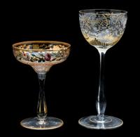 A Miscellaneous Group of Gilt and Polychrome Stemware Height of tallest 8 inches. — 19TH CENTURY