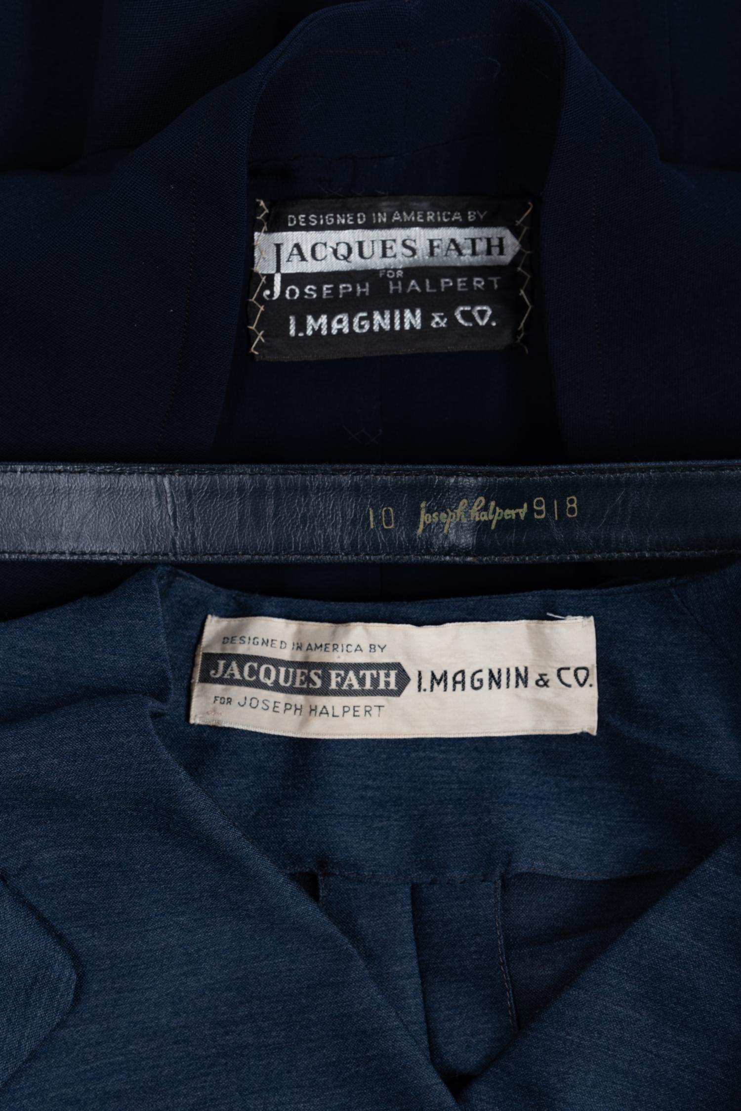 Two Jacques Fath Items: One Skirt Suit, One Dress, 1940-50s