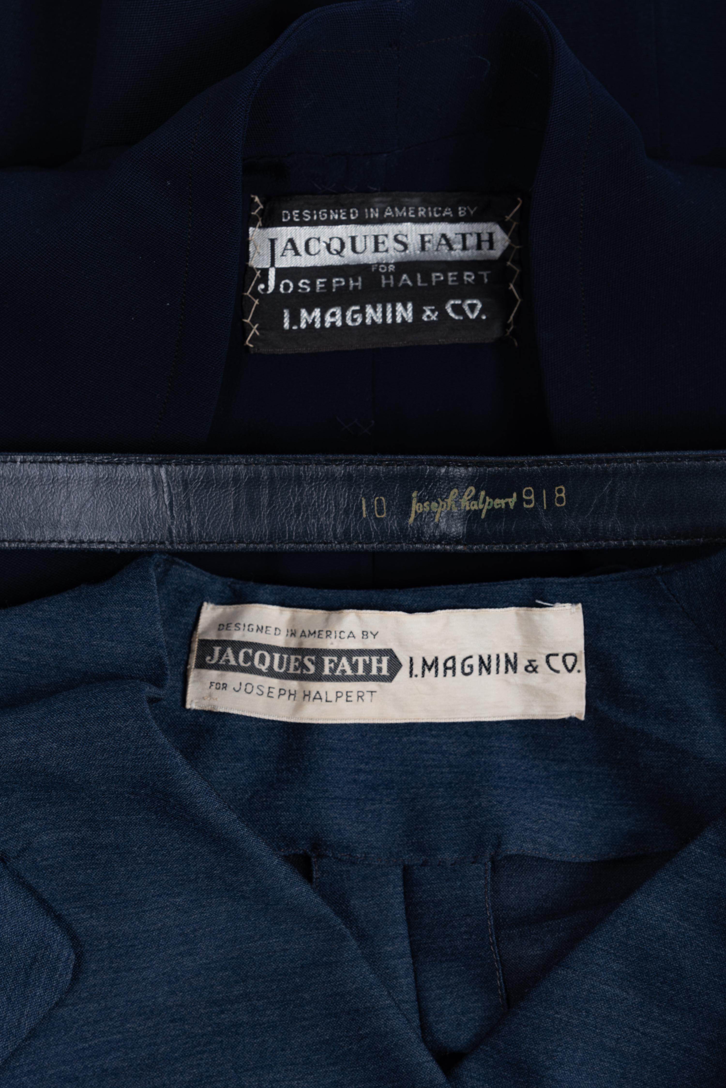 Two Jacques Fath Items: One Skirt Suit, One Dress, 1940-50s