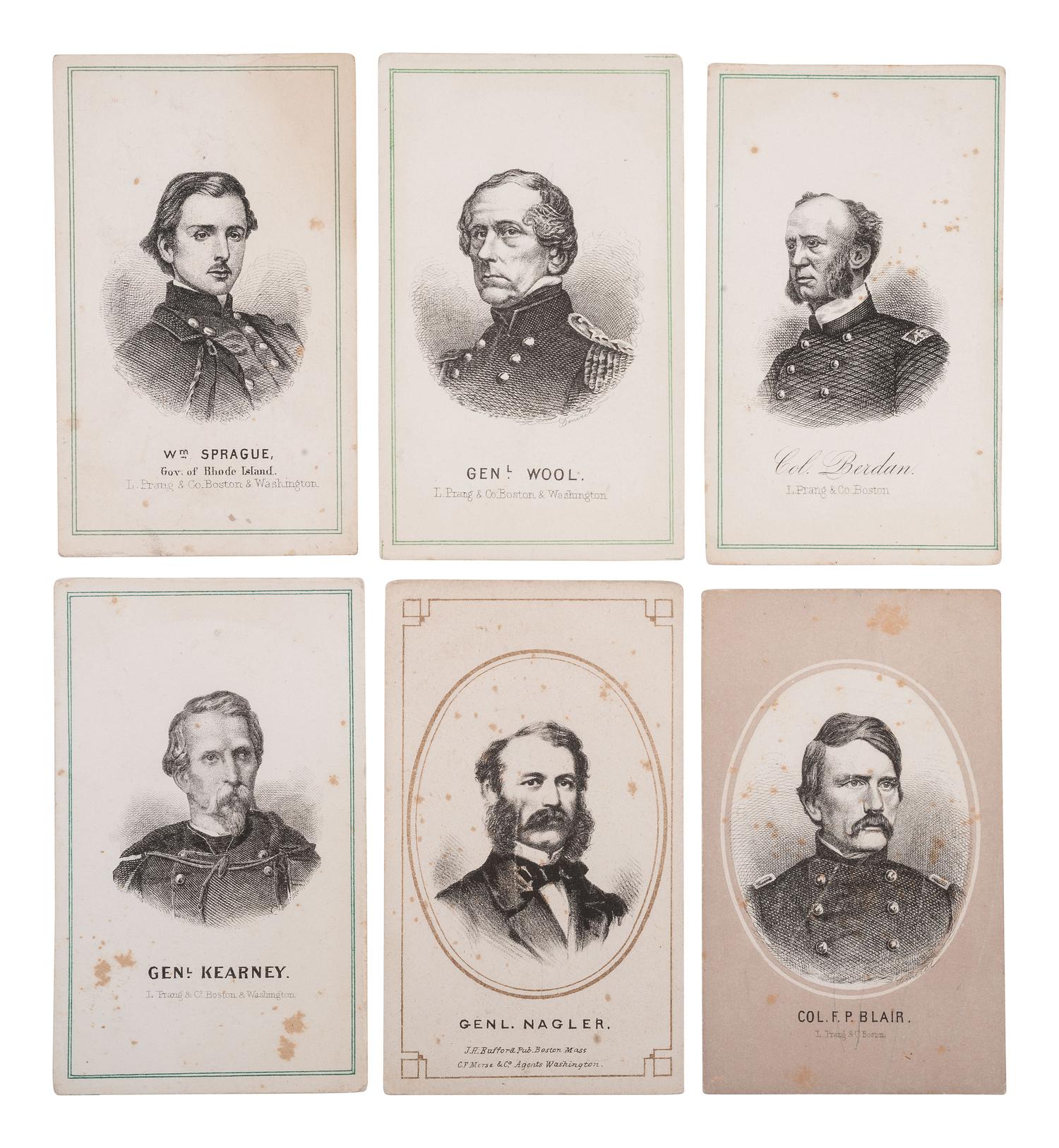 [CIVIL WAR]. 19 lithographed CDVs of Civil War generals and political personalities.