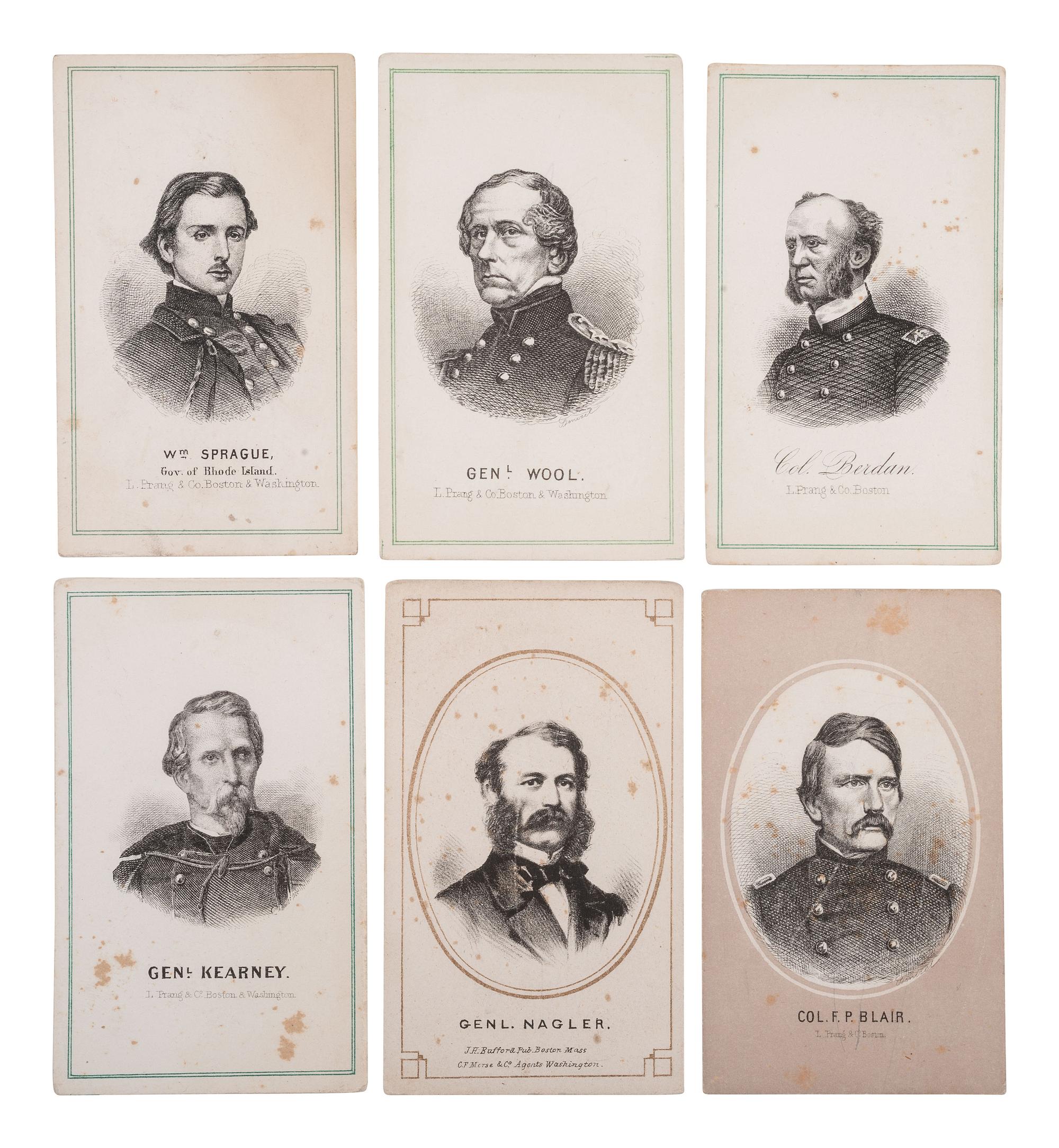 [CIVIL WAR]. 19 lithographed CDVs of Civil War generals and political personalities.