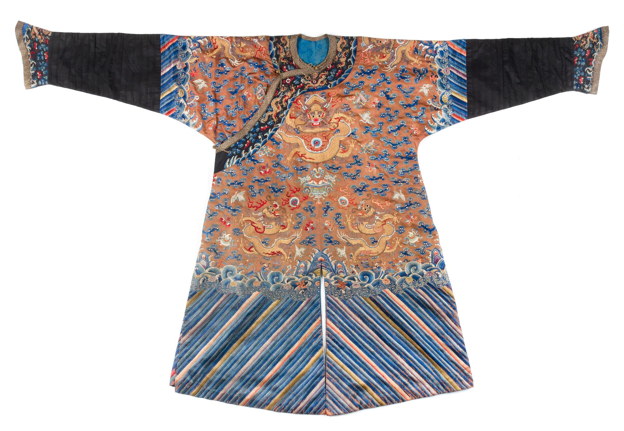 A Chinese Embroidered Silk Dragon Robe, Jifu — 19TH CENTURY