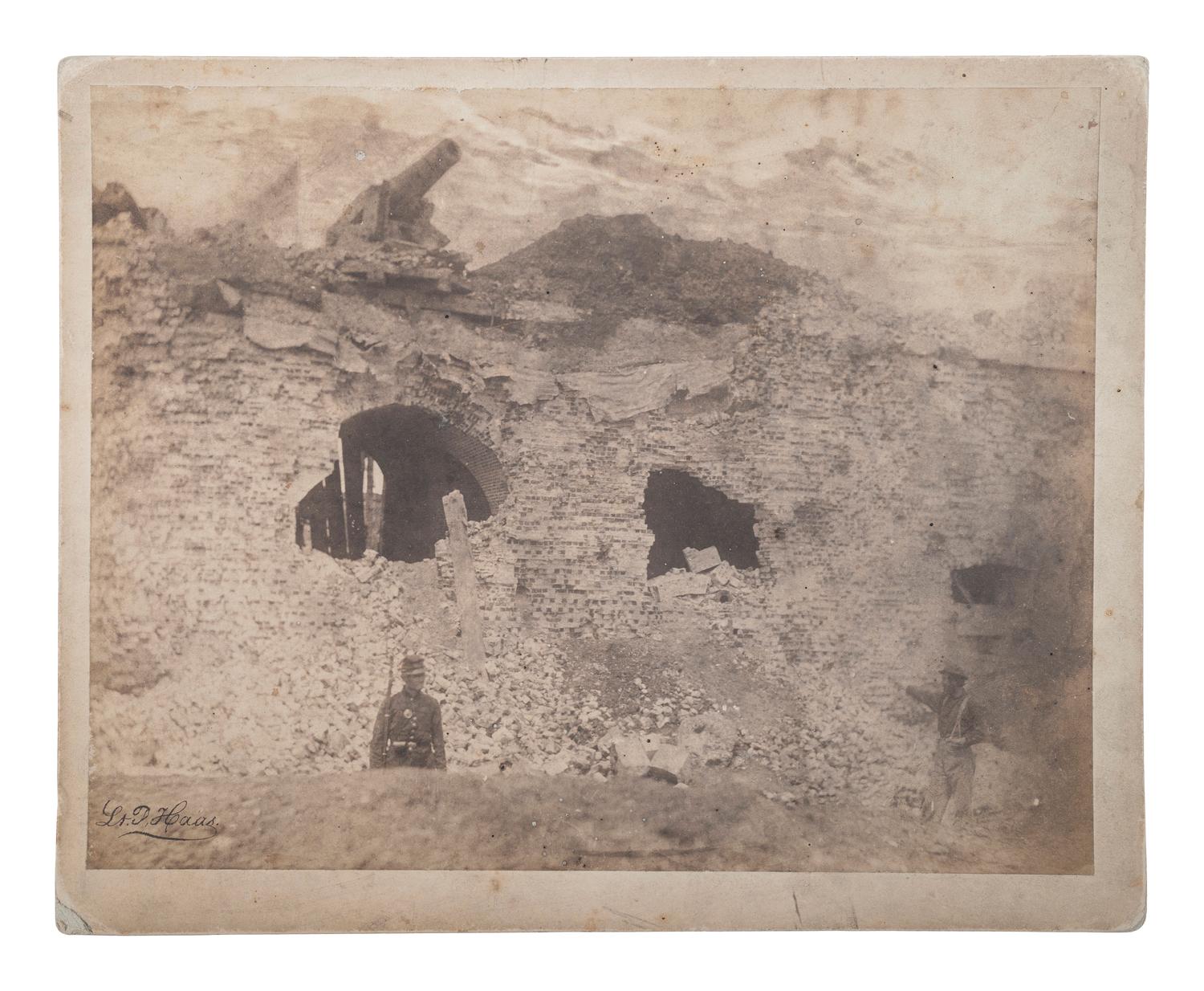 [CIVIL WAR]. HAAS, Philip, Lt., photographer. A group of 7 photographs of Fort Pulaski after the bombardment, inscribed and signed by Major General David Hunter.