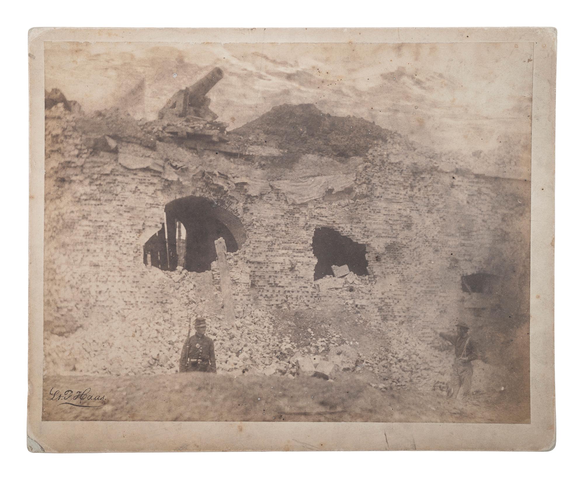 [CIVIL WAR]. HAAS, Philip, Lt., photographer. A group of 7 photographs of Fort Pulaski after the bombardment, inscribed and signed by Major General David Hunter.