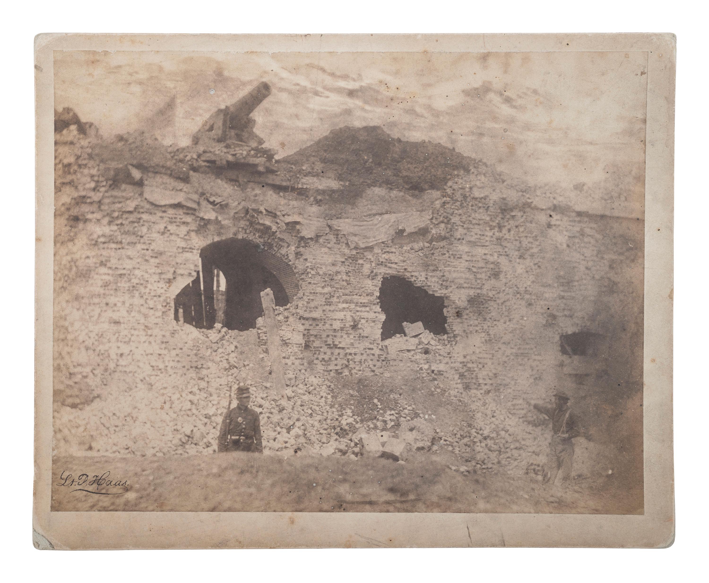 [CIVIL WAR]. HAAS, Philip, Lt., photographer. A group of 7 photographs of Fort Pulaski after the bombardment, inscribed and signed by Major General David Hunter.