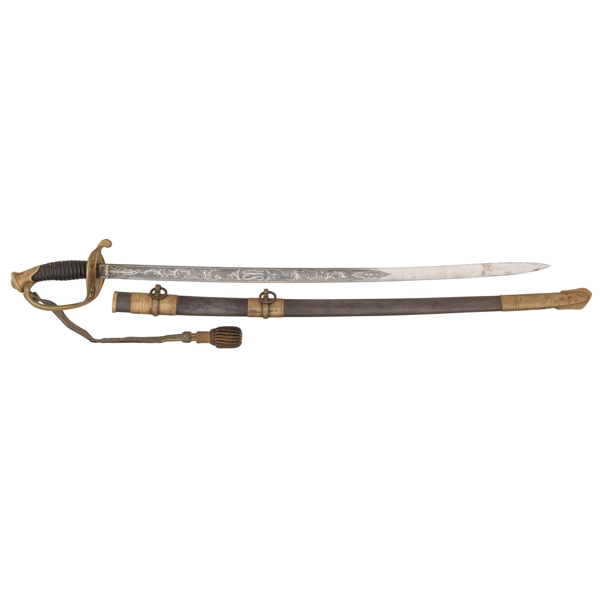 Gettysburg casualty Lieutenant W.H. Hamilton, Company I, 14th Vermont Infantry, Model 1850 foot officer's presentation sword.