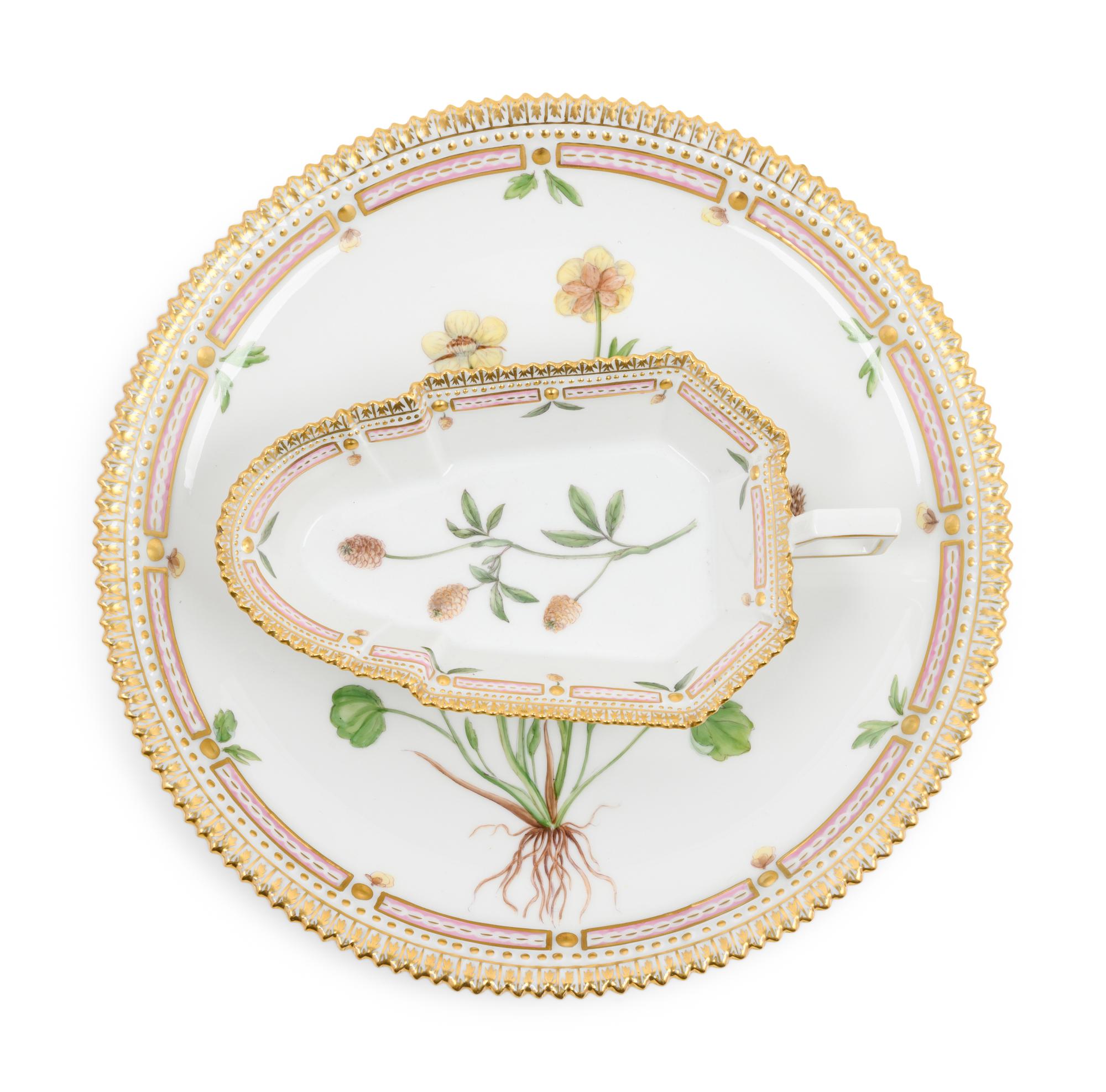 A Royal Copenhagen Flora Danica Shallow Dish and Small Tray