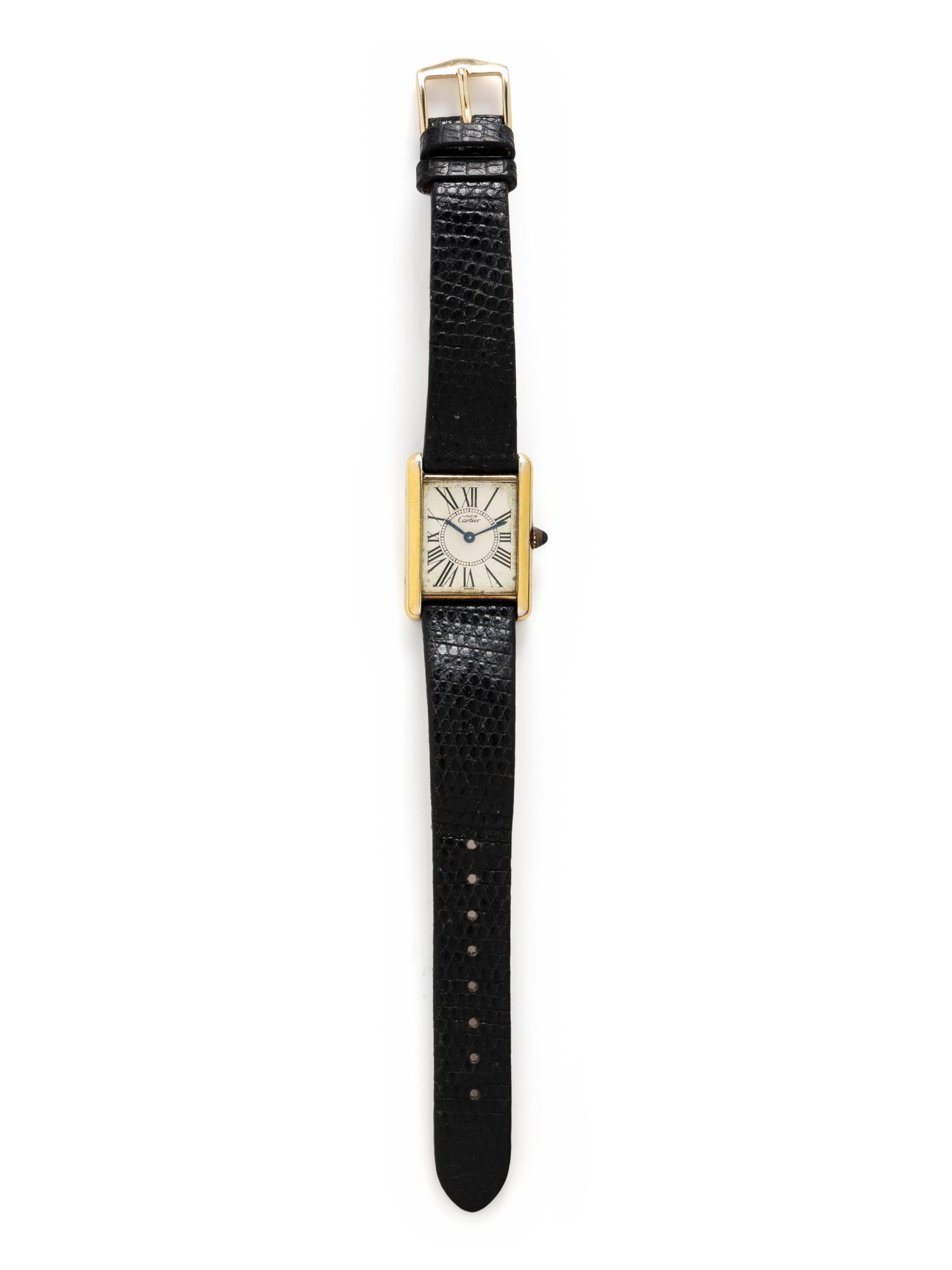 CARTIER, GOLD VERMEIL 'MUST DE CARTIER TANK' WATCH