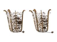 A Pair of Gilt Bronze and Glass Single-Light Sconces