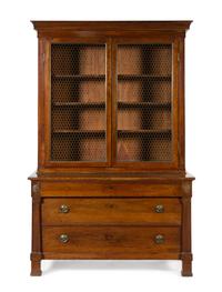 A German Mahogany Secretary Bookcase